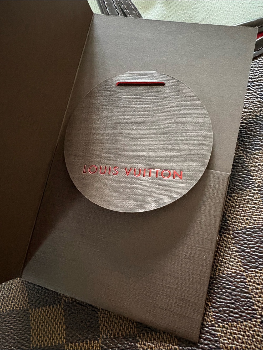 Louis Vuitton Brown Damier Ebene Tote with Dark Leather Trim - Picture 2 of 6